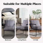 Modern Linen Sling Accent Chair with Metal Frame