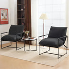 Modern Linen Sling Accent Chair with Metal Frame