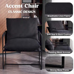 Modern Linen Sling Accent Chair with Metal Frame