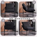 Modern Linen Sling Accent Chair with Metal Frame