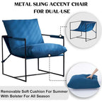 Modern Linen Sling Accent Chair with Metal Frame