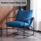 Modern Linen Sling Accent Chair with Metal Frame