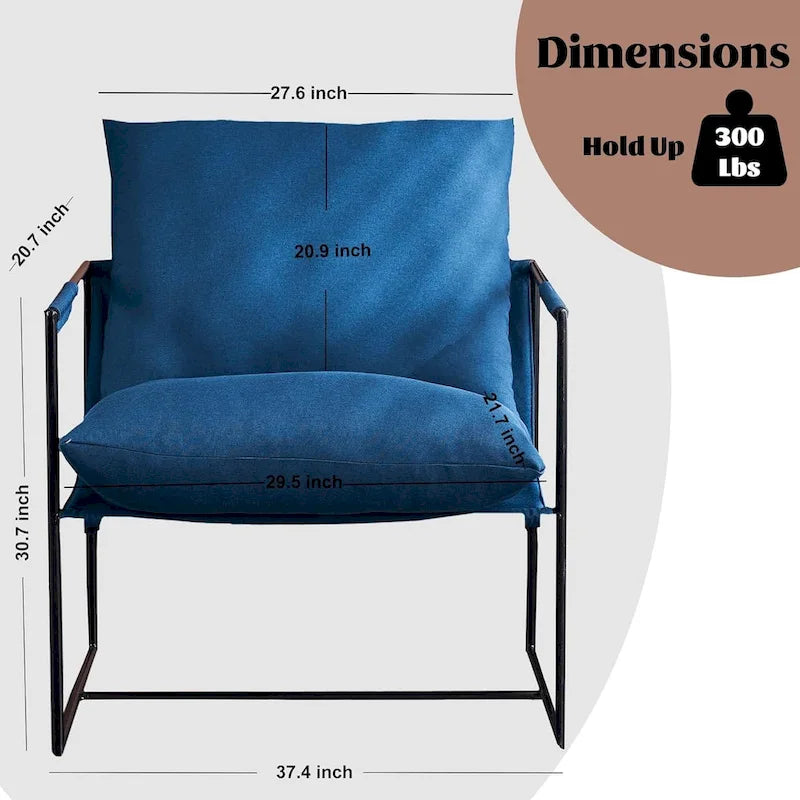 Modern Linen Sling Accent Chair with Metal Frame
