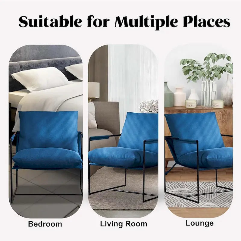 Modern Linen Sling Accent Chair with Metal Frame