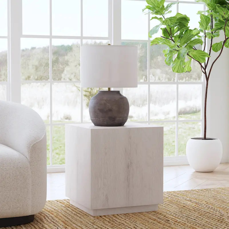 20-Inch Square Oak Veneer End Table