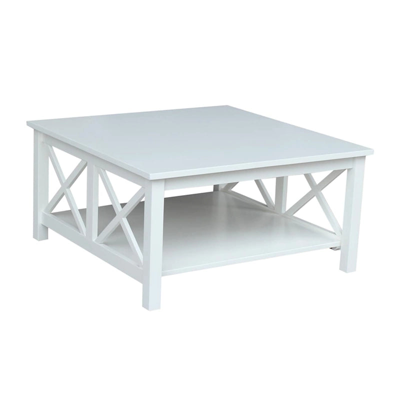 Solid Wood Square Coffee Table with Shelf - 36 x 36