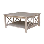 Solid Wood Square Coffee Table with Shelf - 36 x 36