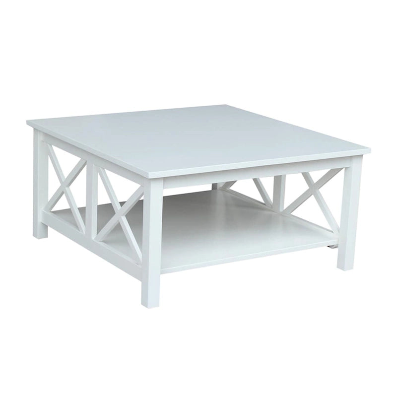 Solid Wood Square Coffee Table with Shelf - 36 x 36