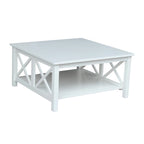 Solid Wood Square Coffee Table with Shelf - 36 x 36