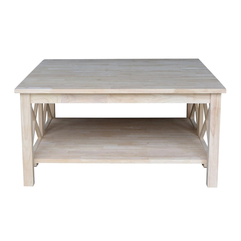 Solid Wood Square Coffee Table with Shelf - 36 x 36