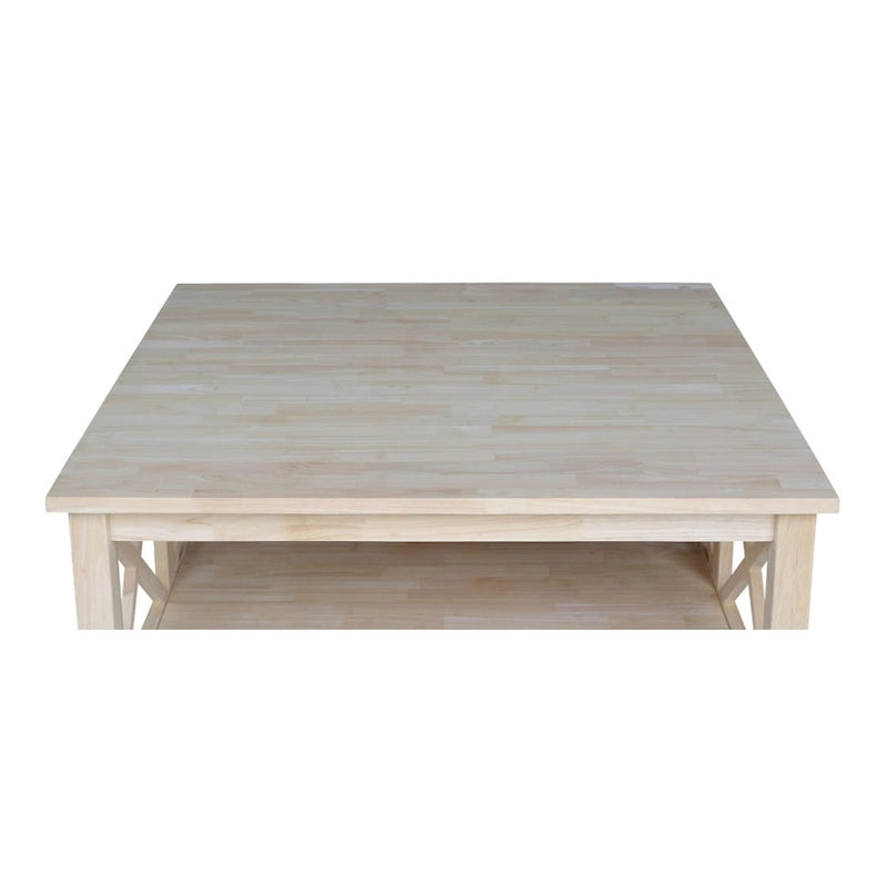 Solid Wood Square Coffee Table with Shelf - 36 x 36