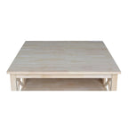 Solid Wood Square Coffee Table with Shelf - 36 x 36