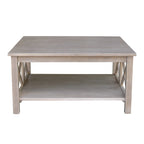 Solid Wood Square Coffee Table with Shelf - 36 x 36