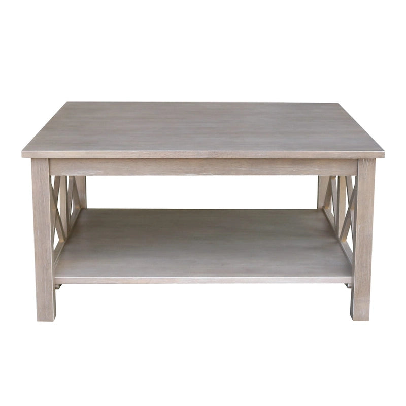 Solid Wood Square Coffee Table with Shelf - 36 x 36