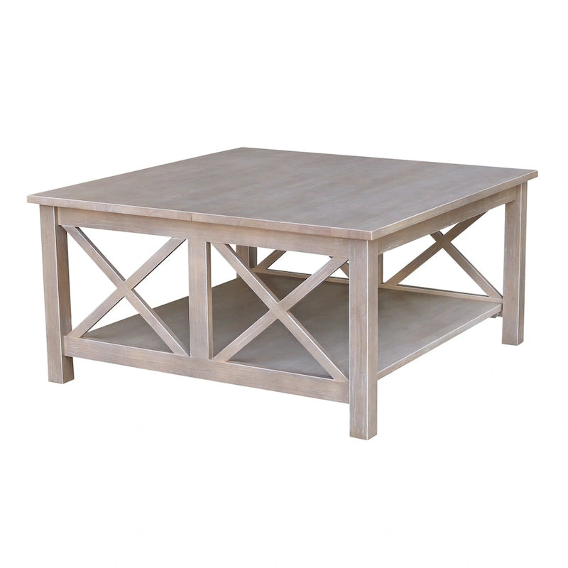 Solid Wood Square Coffee Table with Shelf - 36 x 36