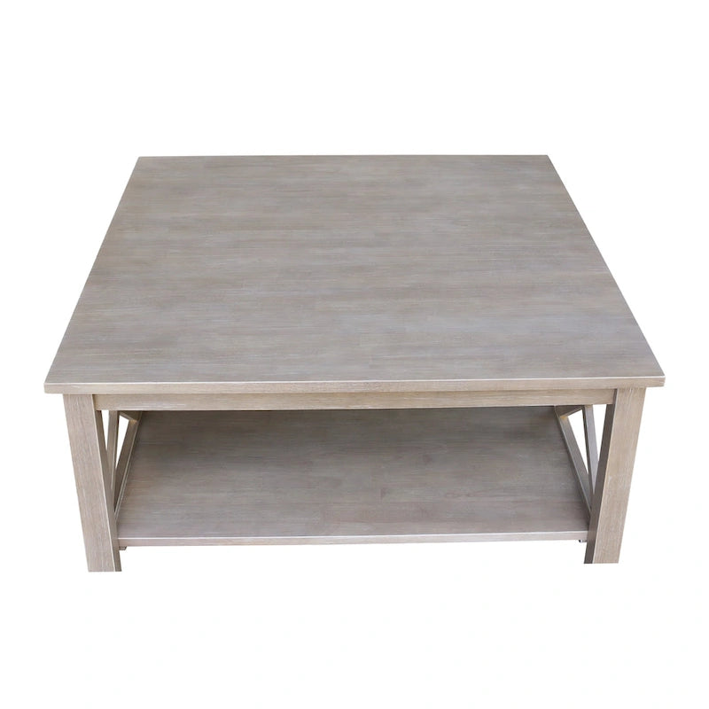 Solid Wood Square Coffee Table with Shelf - 36 x 36