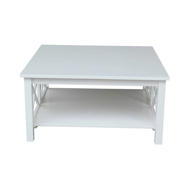 Solid Wood Square Coffee Table with Shelf - 36 x 36