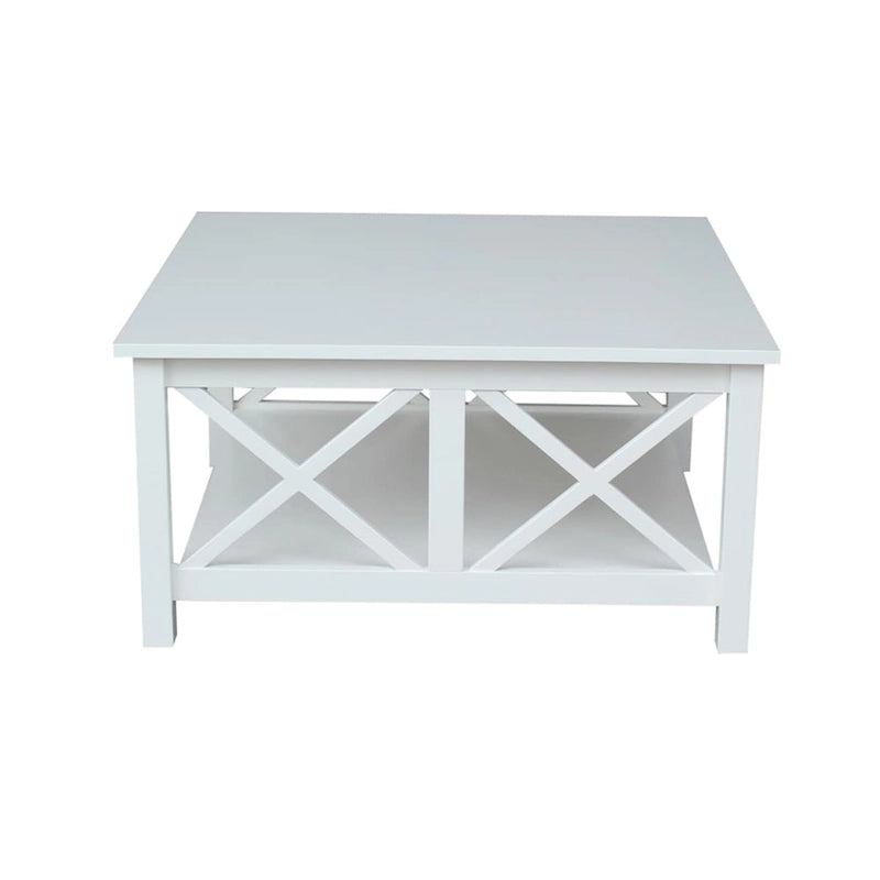 Solid Wood Square Coffee Table with Shelf - 36 x 36