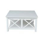 Solid Wood Square Coffee Table with Shelf - 36 x 36