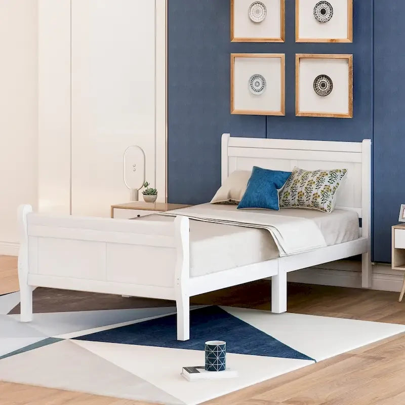 Wood Platform Bed with Headboard and Footboard