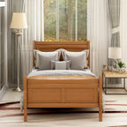 Wooden Slat Support Wood Platform Bed with Headboard