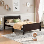 Wood Platform Bed with Headboard and Footboard
