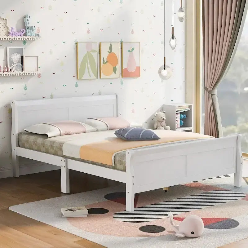 Wood Platform Bed with Headboard and Footboard