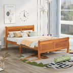 Wood Platform Bed with Headboard and Footboard
