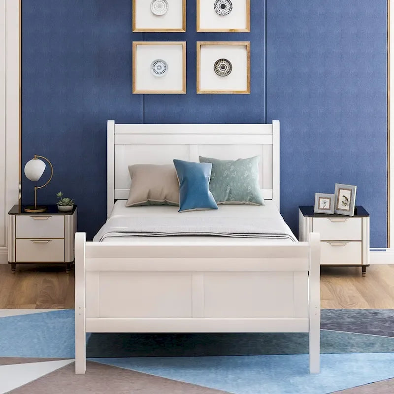 Wood Platform Bed with Headboard and Footboard