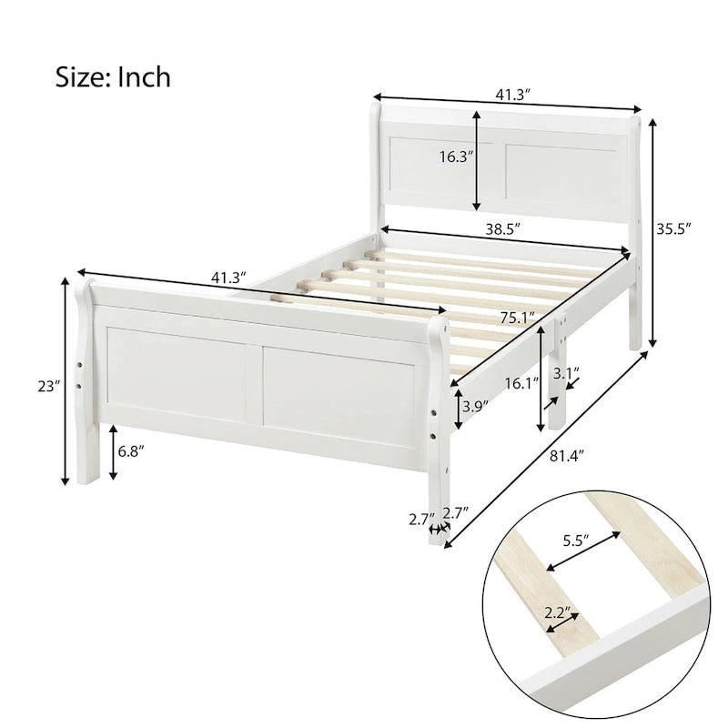 Wood Platform Bed with Headboard and Footboard