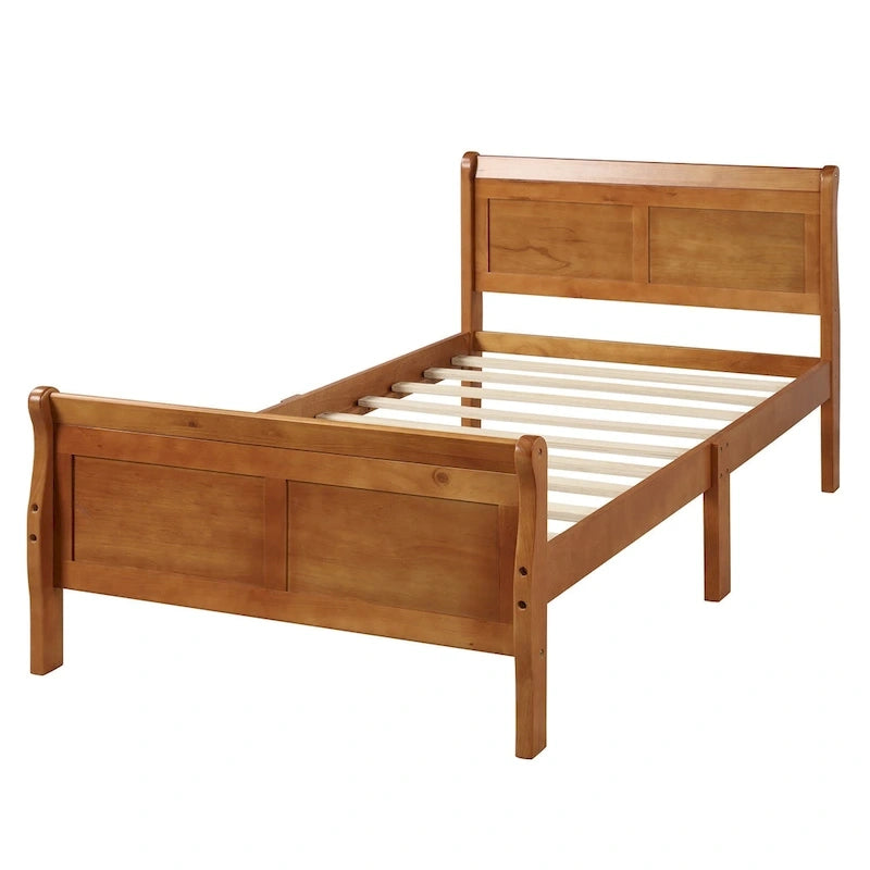 Wood Platform Bed with Headboard and Footboard