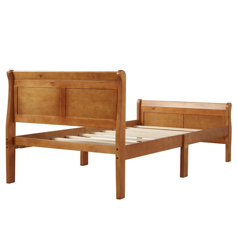 Wood Platform Bed with Headboard and Footboard