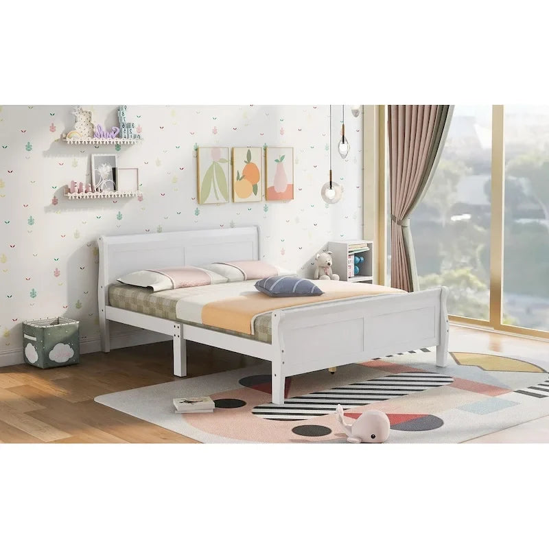 Wood Platform Bed with Headboard and Footboard