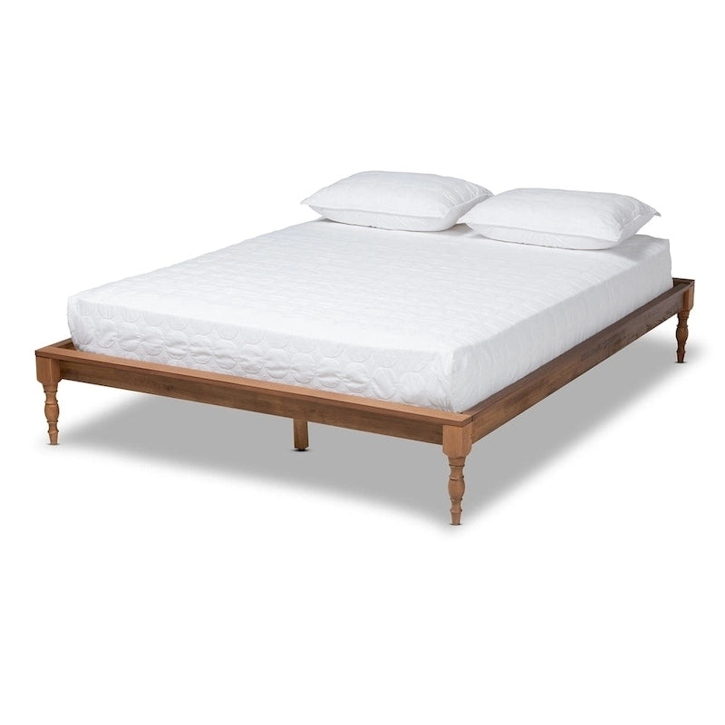 French-Inspired Vintage Wood Platform Bed Frame