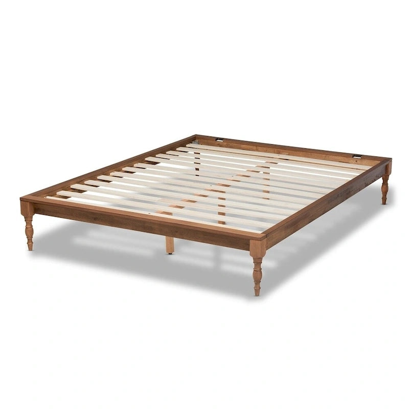 French-Inspired Vintage Wood Platform Bed Frame