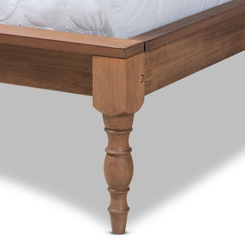 French-Inspired Vintage Wood Platform Bed Frame