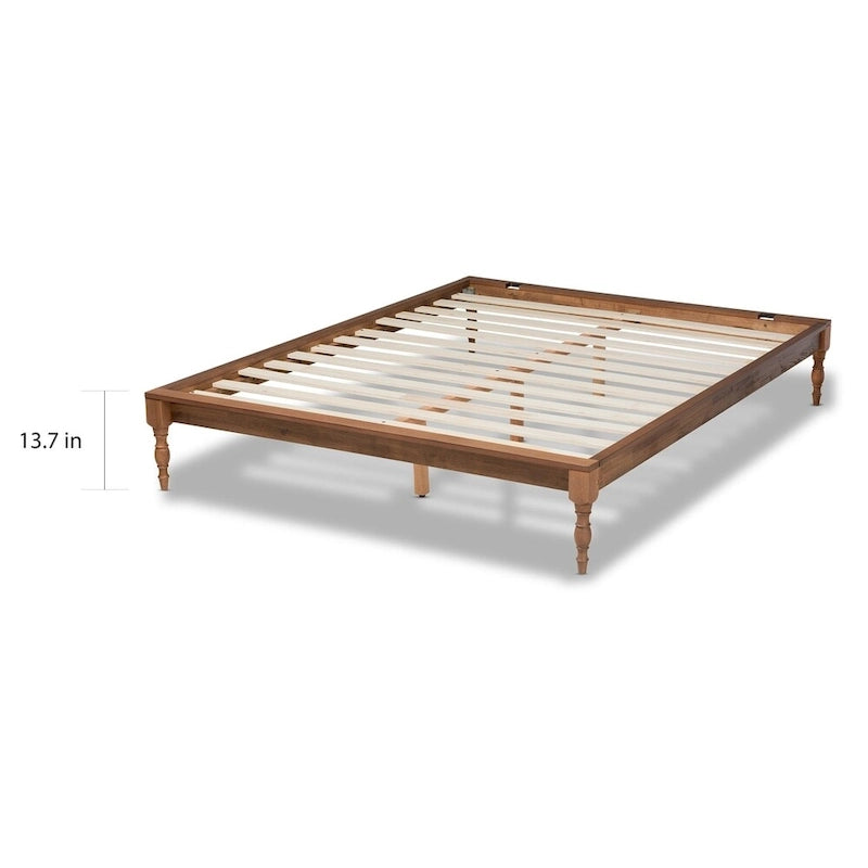 French-Inspired Vintage Wood Platform Bed Frame