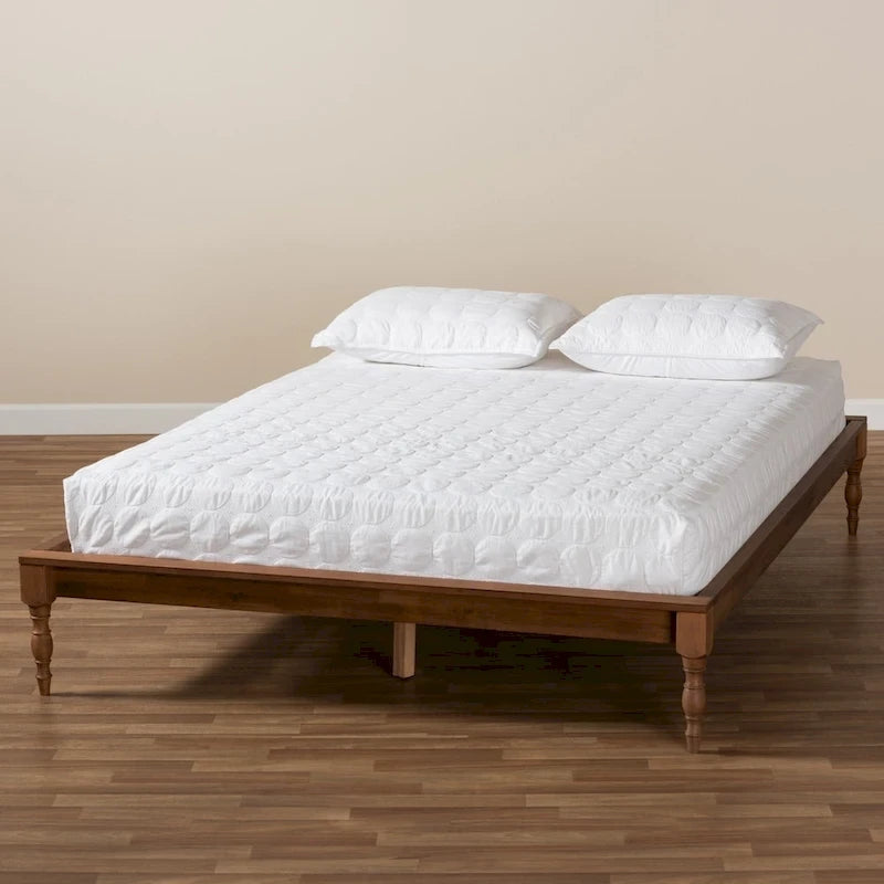 French-Inspired Vintage Wood Platform Bed Frame
