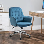Mid-Back Tufted Velvet Office Chair with Arms, Adjustable Height and Swivel