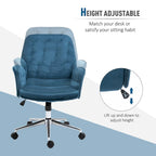 Mid-Back Tufted Velvet Office Chair with Arms, Adjustable Height and Swivel