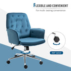 Mid-Back Tufted Velvet Office Chair with Arms, Adjustable Height and Swivel