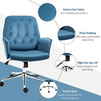 Mid-Back Tufted Velvet Office Chair with Arms, Adjustable Height and Swivel