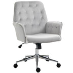 Mid-Back Tufted Velvet Office Chair with Arms, Adjustable Height and Swivel