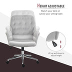 Mid-Back Tufted Velvet Office Chair with Arms, Adjustable Height and Swivel