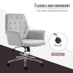 Mid-Back Tufted Velvet Office Chair with Arms, Adjustable Height and Swivel