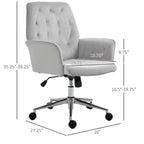 Mid-Back Tufted Velvet Office Chair with Arms, Adjustable Height and Swivel