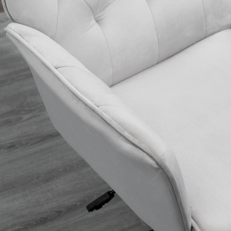 Mid-Back Tufted Velvet Office Chair with Arms, Adjustable Height and Swivel