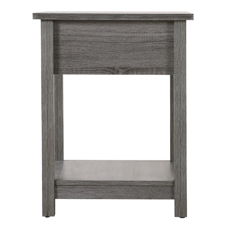 Modern 1-Drawer Wooden Nightstand with Open Shelf