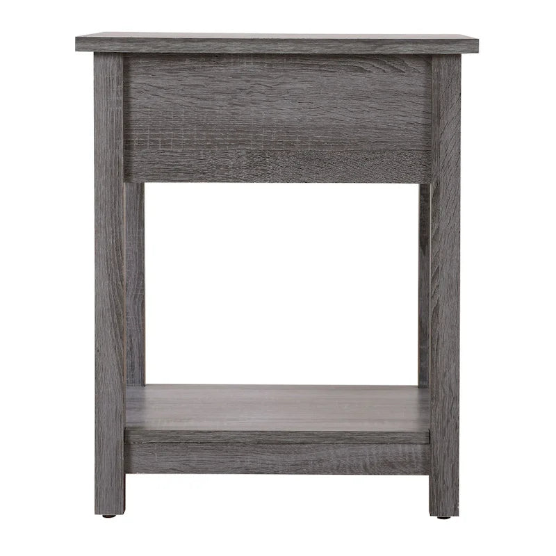 Modern 1-Drawer Wooden Nightstand with Open Shelf