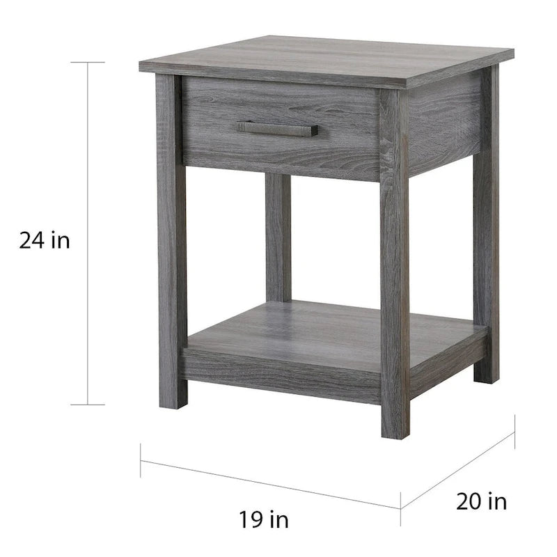 Modern 1-Drawer Wooden Nightstand with Open Shelf